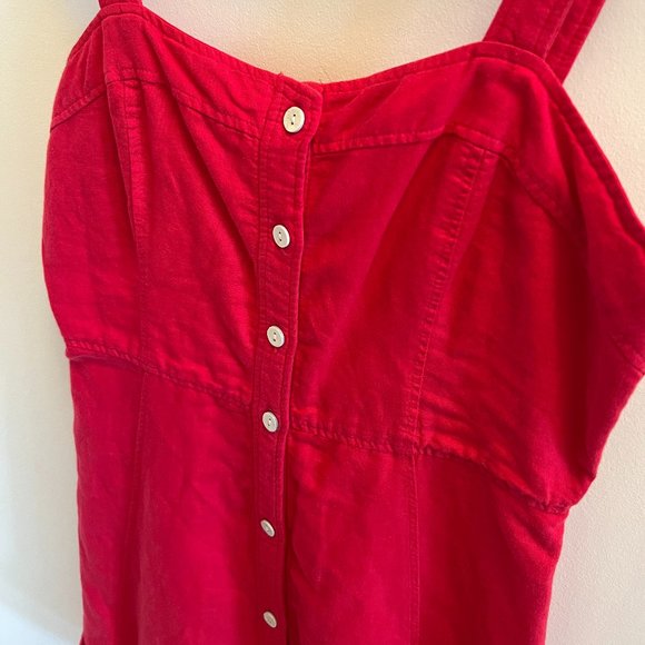 Red Button Down Mini Dress - Picture 3 of 8